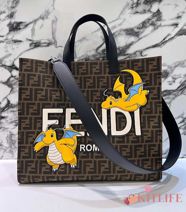 kitlife FENDI x FRGMT x POKÉMON brown FF fabric bag - 41x19x35 cm - 1