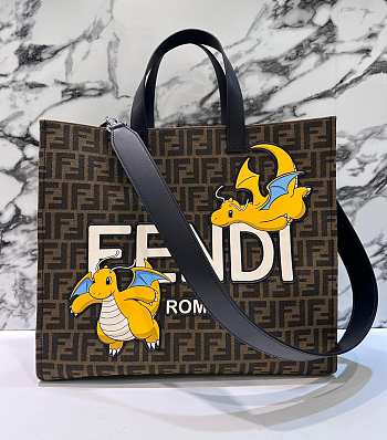 kitlife FENDI x FRGMT x POKÉMON brown FF fabric bag - 41x19x35 cm