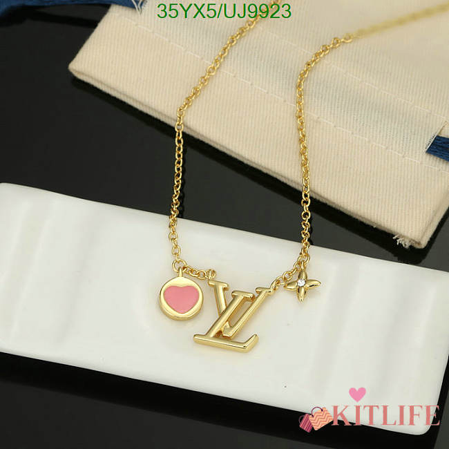 Kitlife LV necklace gold charm love pink - 1