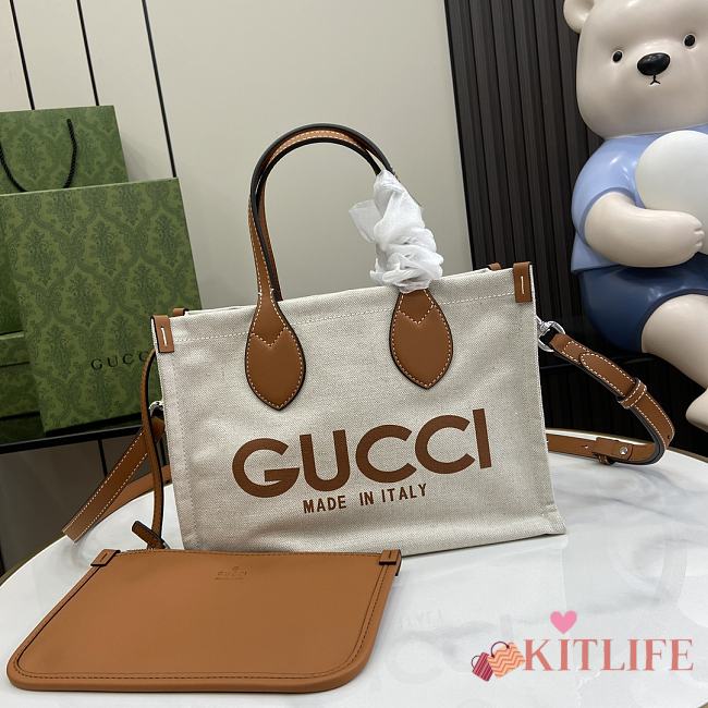 kitlife Gucci print tote bag beige - 28x19.5x12cm - 1