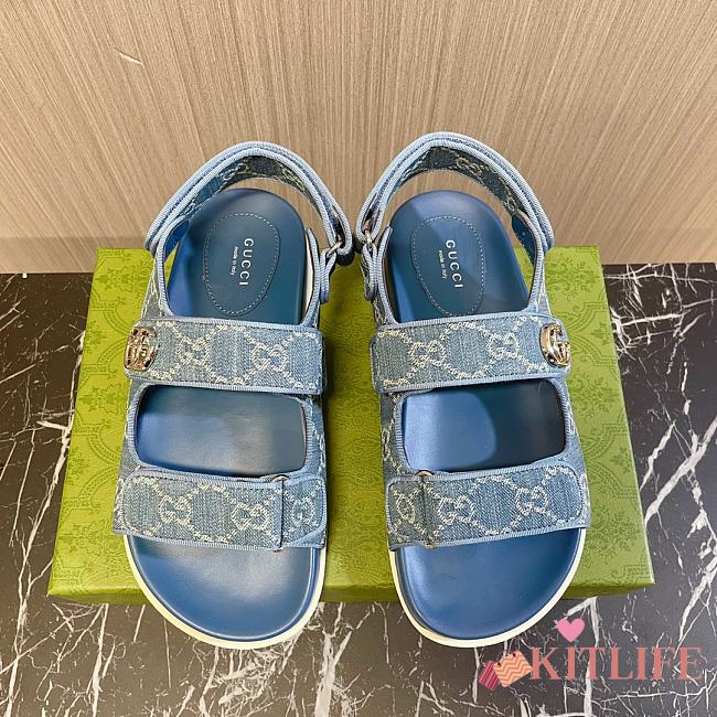 kitlife Gucci Double G Denim Sandal - 1