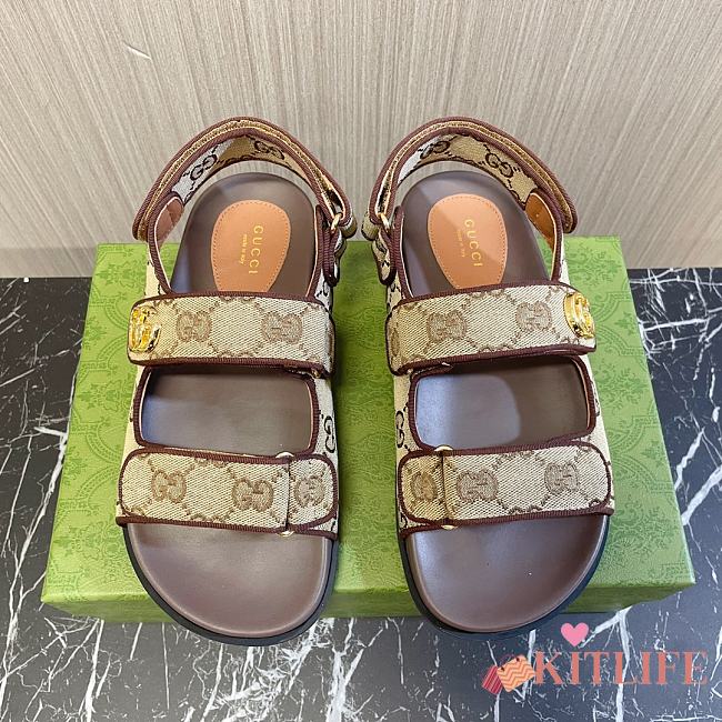 kitlife Gucci Double G Denim brown Sandal - 1