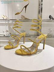 kitlife Rene Caovilla Women's Natural Cleo Satin Sandal yellow heels 105mm - 1