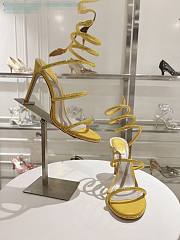 kitlife Rene Caovilla Women's Natural Cleo Satin Sandal yellow heels 105mm - 2