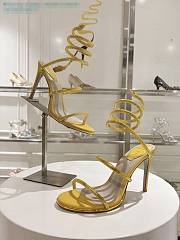 kitlife Rene Caovilla Women's Natural Cleo Satin Sandal yellow heels 105mm - 3