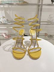kitlife Rene Caovilla Women's Natural Cleo Satin Sandal yellow heels 105mm - 4