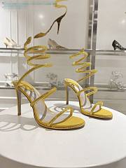 kitlife Rene Caovilla Women's Natural Cleo Satin Sandal yellow heels 105mm - 5