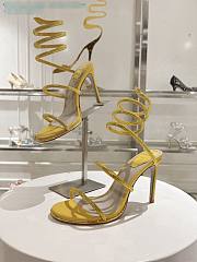 kitlife Rene Caovilla Women's Natural Cleo Satin Sandal yellow heels 105mm - 6