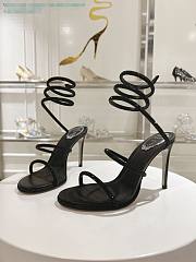 kitlife Rene Caovilla Women's Natural Cleo Satin Sandal black heels 105mm - 1