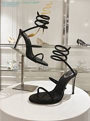kitlife Rene Caovilla Women's Natural Cleo Satin Sandal black heels 105mm - 2