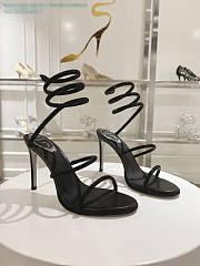 kitlife Rene Caovilla Women's Natural Cleo Satin Sandal black heels 105mm - 3