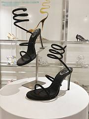 kitlife Rene Caovilla Women's Natural Cleo Satin Sandal black heels 105mm - 5