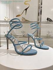 kitlife Rene Caovilla Women's Natural Cleo Satin Sandal blue heels 105mm - 2