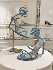 kitlife Rene Caovilla Women's Natural Cleo Satin Sandal blue heels 105mm - 3