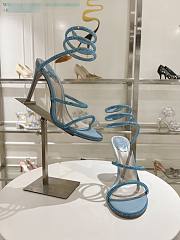 kitlife Rene Caovilla Women's Natural Cleo Satin Sandal blue heels 105mm - 4