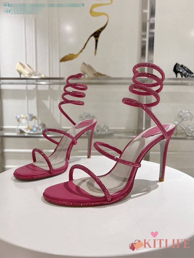 kitlife Rene Caovilla Women's Natural Cleo Satin Sandal Pink heels 105mm - 1