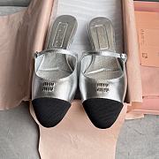 kitlife Miu Miu Mordore Leather And Grosgrain Mules silver - 1