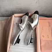 kitlife Miu Miu Mordore Leather And Grosgrain Mules silver - 5