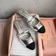 kitlife Miu Miu Mordore Leather And Grosgrain Mules silver - 3