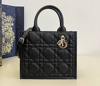 Kitlife Small Dior Book Tote  Black Macrocannage Calfskin bag - 26.5x21x14 cm