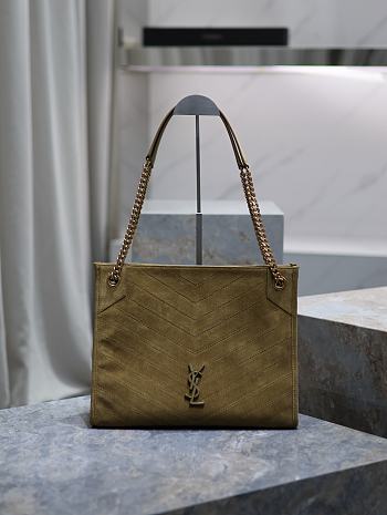 Kitlife YSL Niki Medium Shopping in suede green bag - 33x27x11.5 cm