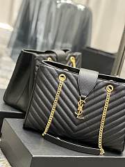 kitlife Saint Laurent Black Chevron Leather Classic Monogram Shopping bag - 33x22x15 cm - 3