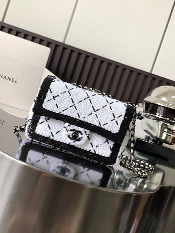 kitlife Chanel flap bag Sequins & Black Metal White & Black - 17 × 27 × 8 cm