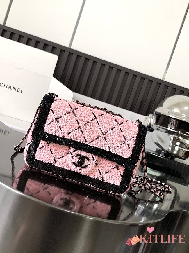 kitlife Chanel flap bag Sequins & Black Metal Pink & Black - 17 × 27 × 8 cm - 1