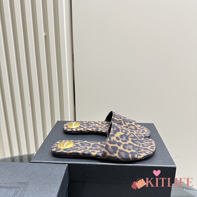 kitlife YSL Carlyle Slides in leopard grosgrain  - 1
