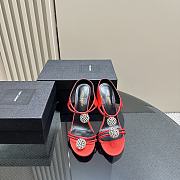 kitlife SAINT LAURENT Pierre 110 Satin And Leather Crystal Ball Shoes In Red - 1