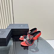 kitlife SAINT LAURENT Pierre 110 Satin And Leather Crystal Ball Shoes In Red - 2