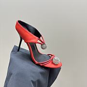 kitlife SAINT LAURENT Pierre 110 Satin And Leather Crystal Ball Shoes In Red - 3