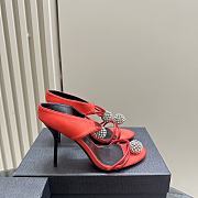 kitlife SAINT LAURENT Pierre 110 Satin And Leather Crystal Ball Shoes In Red - 4