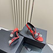 kitlife SAINT LAURENT Pierre 110 Satin And Leather Crystal Ball Shoes In Red - 6