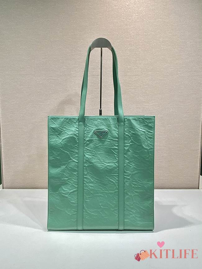 kitlife Prada Medium antique nappa leather Green tote bag - 36x39x13 cm - 1