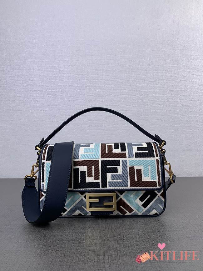 Kitlife Fendi Baguette Multicolor canvas bag with FF embroidery - 27x15x6cm - 1