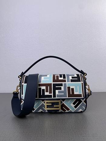 Kitlife Fendi Baguette Multicolor canvas bag with FF embroidery - 27x15x6cm