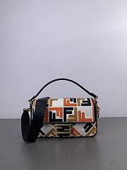 Kitlife Fendi Baguette Multicolor canvas bag with orange FF embroidery - 27x15x6cm - 1