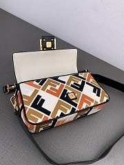 Kitlife Fendi Baguette Multicolor canvas bag with orange FF embroidery - 27x15x6cm - 6