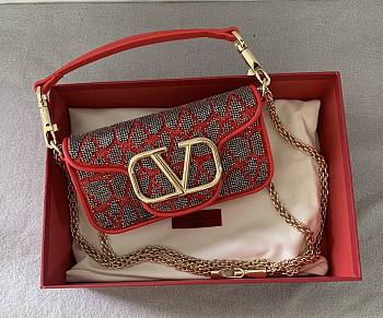 Kitlife Valentino Garavani VLogo embellished red bag - 19x10.5x5 cm