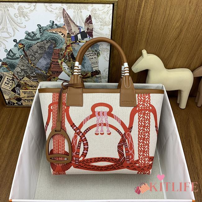 Kitlife hermes Steeple25 H Plume beige&red bag - 25cm - 1