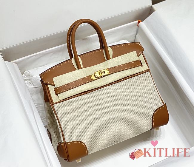 Kitlife Hermes Birkin 25 canva beige bag - 25cm - 1