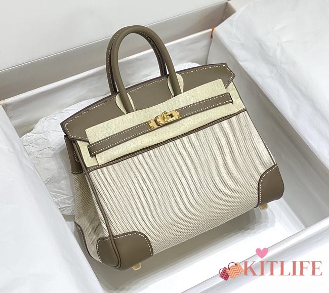 Kitlife Hermes Birkin 25 canva beige&gray bag - 25cm - 1