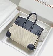 Kitlife Hermes Birkin 25 canva beige&black bag - 25cm - 3