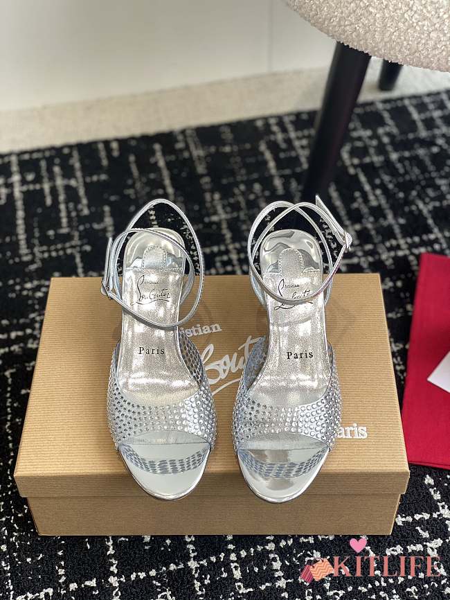 kitlife Christian Louboutin Miss Jane Crystals White Patent Leather 55mm Pumps - 1