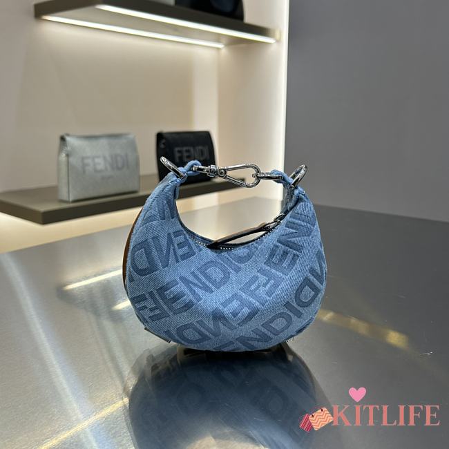 kitlife Fendigraphy Small Light blue denim bag - 16.5x14x5cm - 1