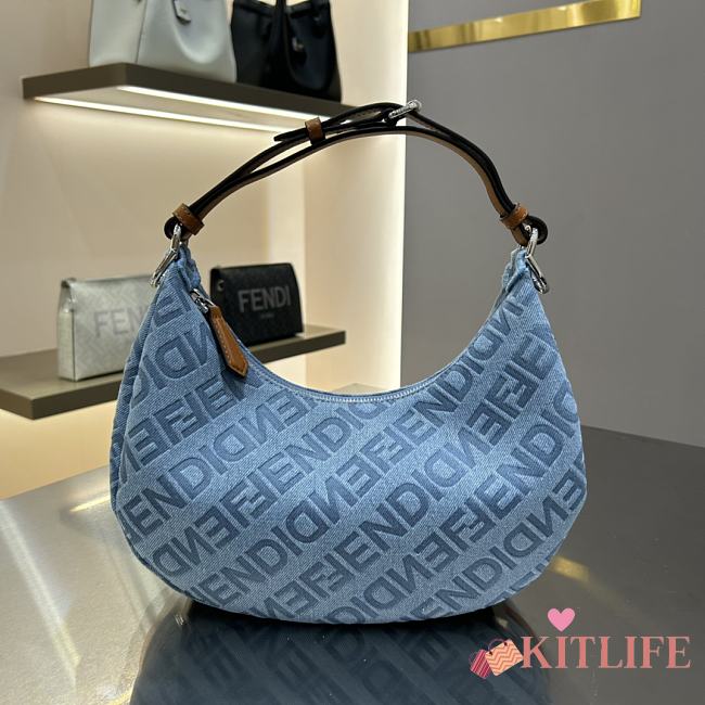 kitlife Fendigraphy Small Light blue denim bag - 29x24.5x10 cm - 1