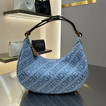 kitlife Fendigraphy Small Light blue denim bag - 29x24.5x10 cm