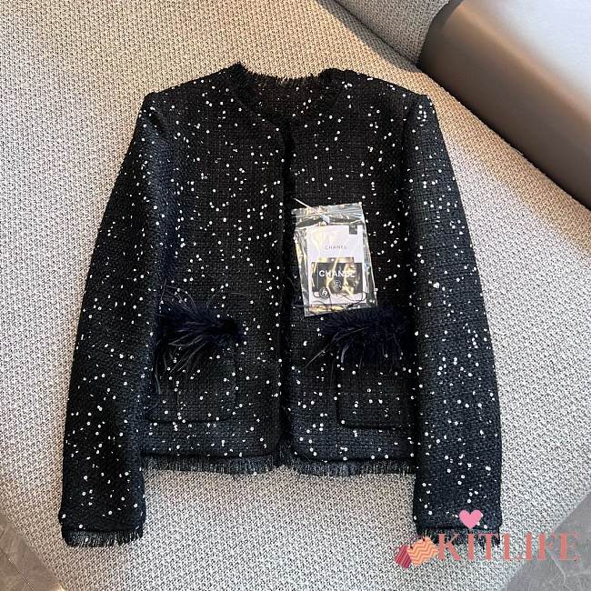 kitlife Chanel jacket Black tweed - 1