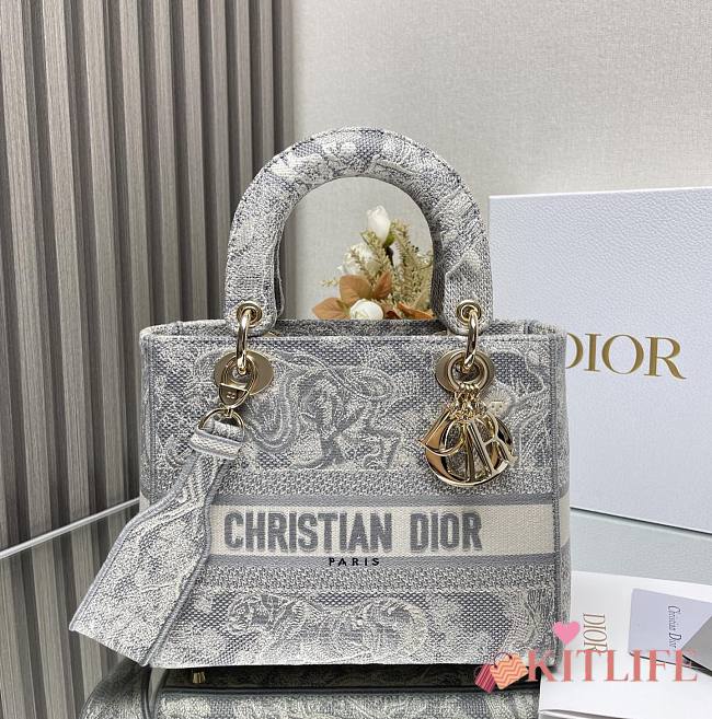 Kitlife Dior Lady D-life Gray bag - 24x20x11cm - 1